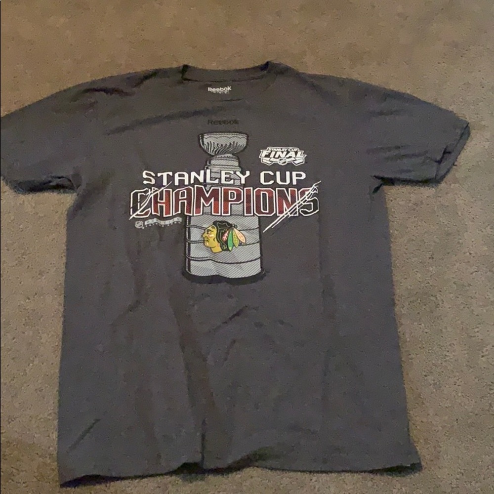 Grey Stanley Cup Champion Shirt 2015 Blackhawks